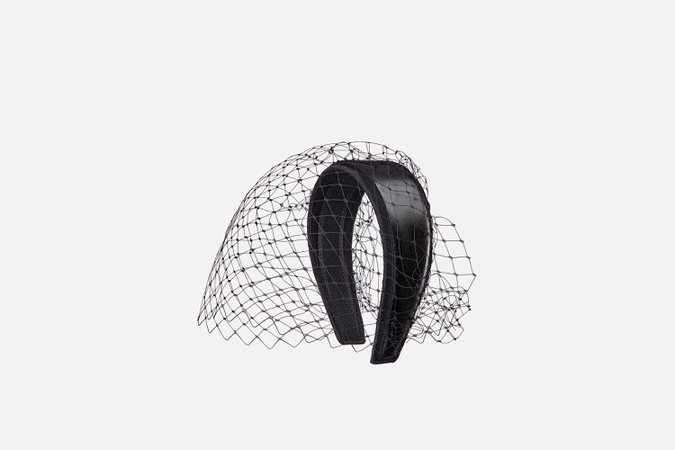 Diorevolt Headband with Veil Black Lambskin | DIOR