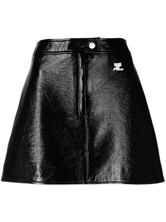 Shop Courrèges logo patch A-line skirt with Express Delivery - FARFETCH