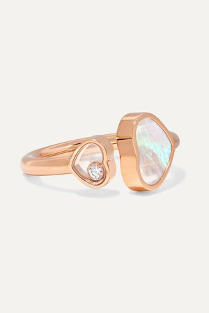 Rose gold Happy Hearts 18-karat rose gold, diamond and mother-of-pearl ring | Chopard | NET-A-PORTER