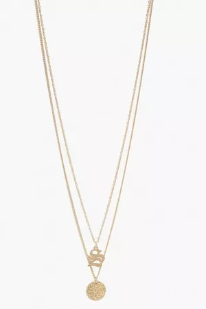S Initial & Circle Layered Necklace | Boohoo