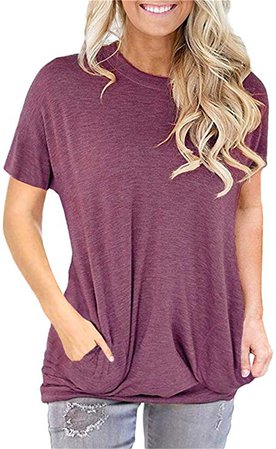 onlypuff Pocket Shirts for Women Casual Loose Fit Tunic Top Baggy Comfy Blouse at Amazon Women’s Clothing store