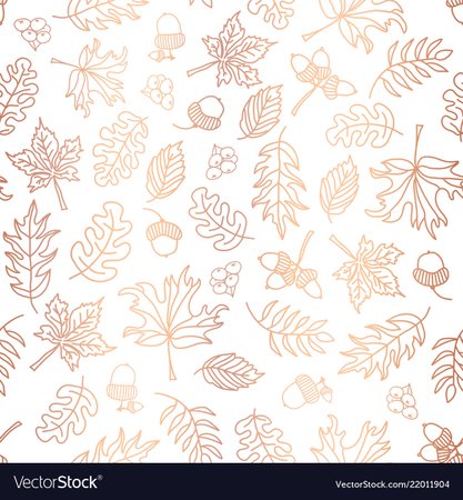Copper foil autumn leaves background tile Vector Image