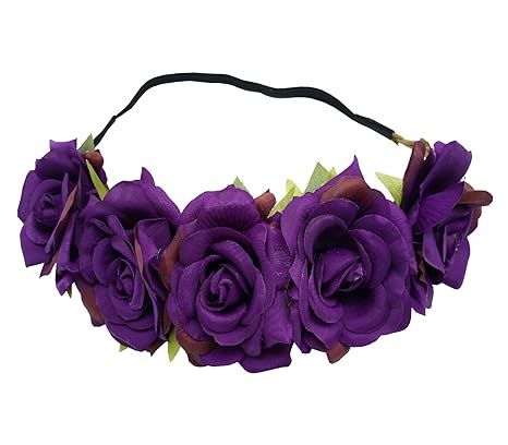 Amazon.com: Sanrich Rose Flower Crown Fake Flower Crowns Headbands For Women Girl Rose Floral Head Piece Maternity Photoshoot Realistic Hair Crown Pet Headband Flower Wreath (purple) : Clothing, Shoes & Jewelry
