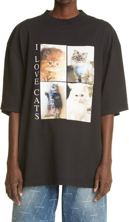 I Love Cats Oversize Graphic Tee