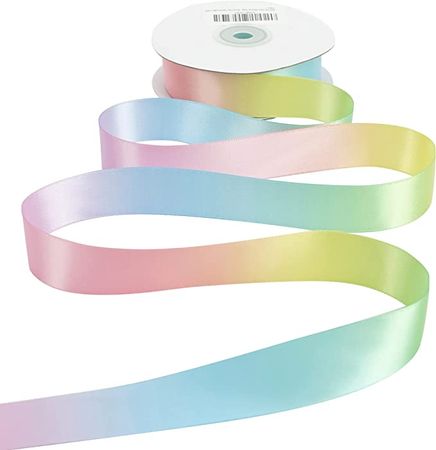 Amazon.com: MEEDEE Pastel Ribbon Pastel Rainbow Ribbon Satin Ribbon 1 inch Rainbow Craft Ribbon Gift Ribbon for Gift Wrapping Wedding Pride Birthday Party Decoration Making Hair Bows Ribbon Wands - 25 Yards : Clothing, Shoes & Jewelry