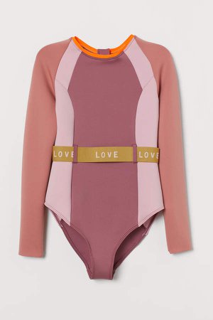 Long-sleeved Scuba Swimsuit - Pink