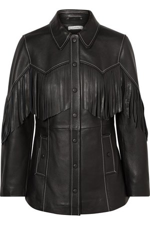 GANNI | Fringed textured-leather jacket | NET-A-PORTER.COM