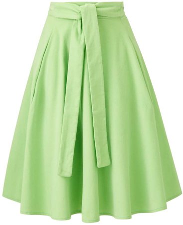 Coco Veve Eadie Circle A-Line Pocket Midi Skirt In Green
