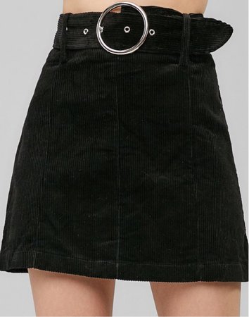 black corduroy mini skirt