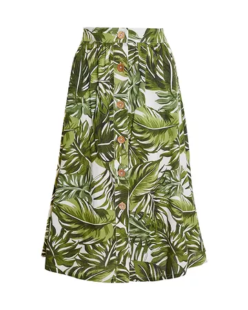 BCBGeneration Palm Frond Print Midi Skirt | Bloomingdale's green