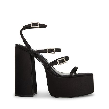 GIA Black Satin Platform Strappy Sandal | Women's Block Heels – Steve Madden