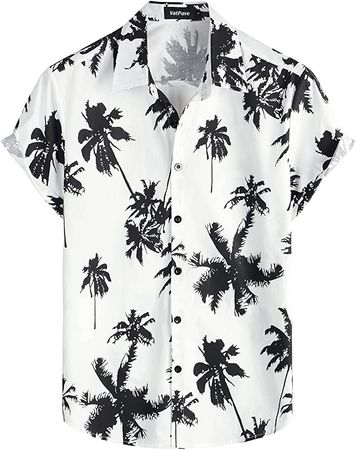 VATPAVE Mens 100% Cotton Hawaiian Shirts Button Down Short Sleeve Beach Shirts Summer Casual Aloha Shirts Large WhiteRose Floral at Amazon Men’s Clothing store