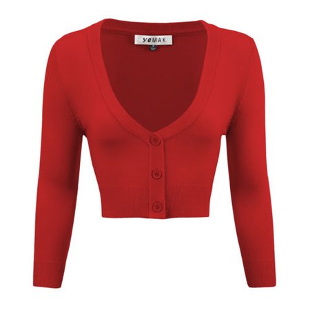 YEMAK Women's Cropped 3/4 Sleeves Cardigan Sweater Vintage Inspired CO129 (S-XL) | eBay