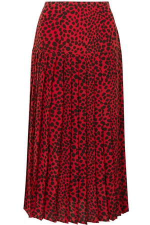 RIXO | Tina pleated leopard-print silk crepe de chine midi skirt | NET-A-PORTER.COM