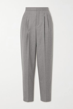 Gray Pleated wool-twill tapered pants | SAINT LAURENT | NET-A-PORTER