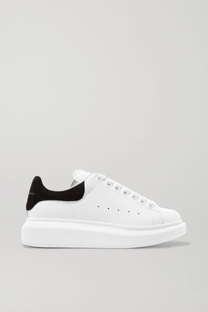 White Suede-trimmed leather exaggerated-sole sneakers | Alexander McQueen | NET-A-PORTER