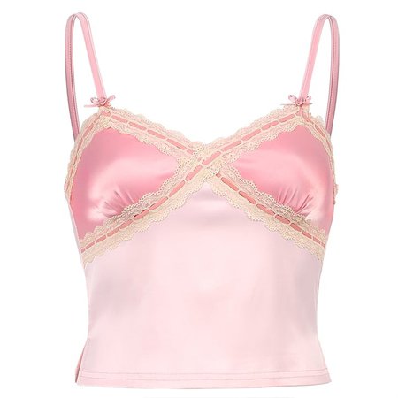 Pink Satin Lace Detailed Crop Top – MELLOW PICKS