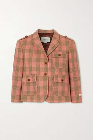 Pink Checked wool blazer | Gucci | NET-A-PORTER