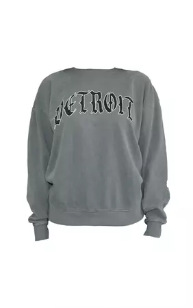 Charcoal Detroit Printed Washed Sweatshirt | PrettyLittleThing USA