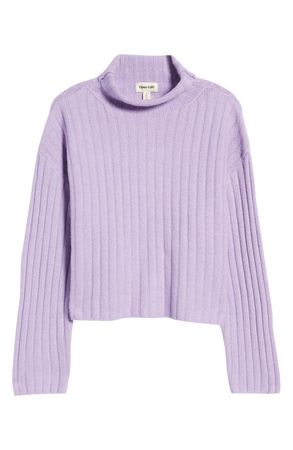 Open Edit Women's Cotton Blend Rib Turtleneck Sweater | Nordstrom