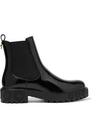 Salvatore Ferragamo | Varsi glossed-leather Chelsea boots | NET-A-PORTER.COM