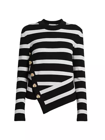 Shop Alexander McQueen Striped Wool-Blend Drop-Hem Sweater | Saks Fifth Avenue