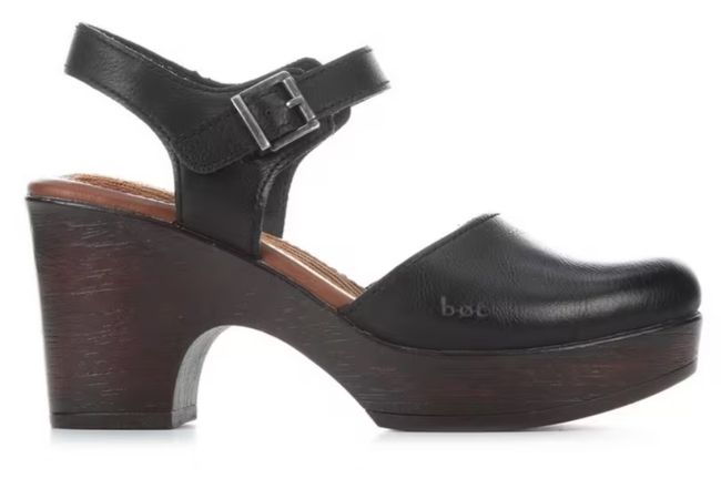 black leather Dansko chunky heels