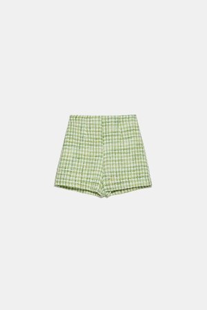 green tweed shorts