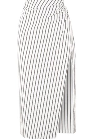 Off-White Draped striped cotton-poplin skirt