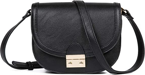 Amazon.com: FEVERSOLE Crossbody Bag PU Leather Women Retro Small Saddle Satchel Shoulder Bag Tote With Long Adjustable Strap Black : Clothing, Shoes & Jewelry