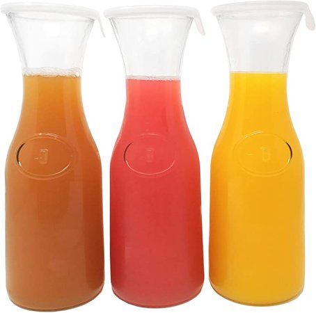 Amazon.com | Tinker, Spoon & Ash 1L Glass Carafe Set; Wine, Water, Mimosa Pitchers With Silicone Lids (3): Carafes & Pitchers