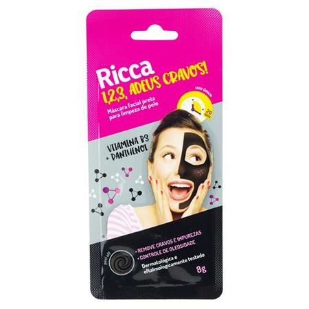 Máscara Facial Preta para Limpeza de Pele - Ricca - MaquiADORO