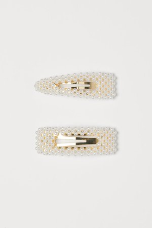 2-pack Hair Clips with Beads - Gold-colored/white - | H&M CA