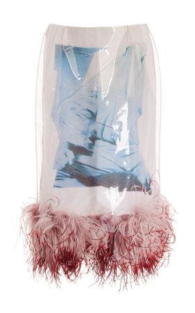 Vada Feather-Trimmed Overlaid Jersey Midi Skirt By 16arlington | Moda Operandi