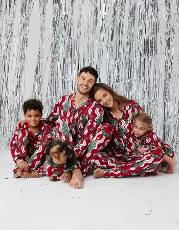 Christmas Tree & Wreath Stripe Print Long Pyjama Set – Chelsea Peers NYC