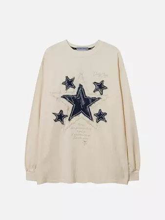 Aelfric Eden Applique Embroidery Denim Star Sweatshirt – Aelfric eden