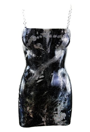 *clipped by @luci-her* Hand Poured Holographic Concrete Glitter Latex Mini Dress – Venus Prototype Latex