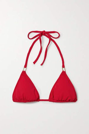 Cancun Stretch-pique Triangle Bikini Top - Red