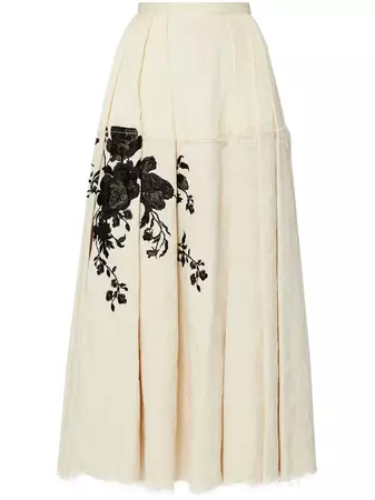 Erdem floral-embroidered raw-cut Maxi Skirt - Farfetch