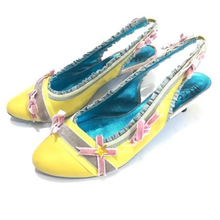Irregular Choice Size 39 8 Kitten Heel Yellow Pink Bows Slingback Closed Toe | eBay