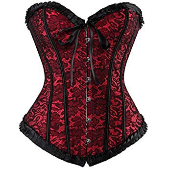 Amazon.com: YIANNA Steampunk Punk Rock Faux Leather Buckle-up Corset Bustier Basque Top, YA1412-Black-L: Clothing