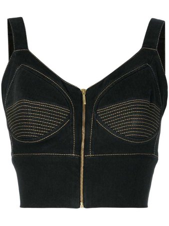Murmur cropped corset vest top - Black