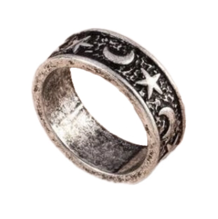 moon and stars silver ring