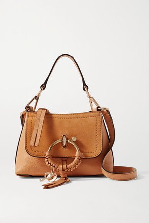 Joan Mini Suede And Textured-leather Shoulder Bag - Tan
