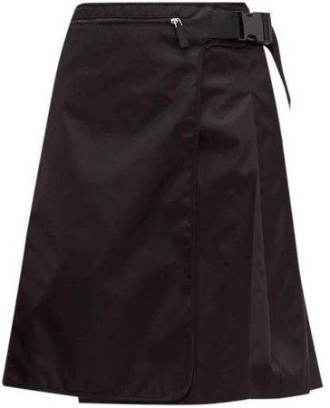 Pleated Nylon Skirt - Womens - Black