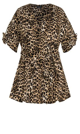 Shop Women's Plus Size Leopard Wrap Top - ochre | City Chic USA