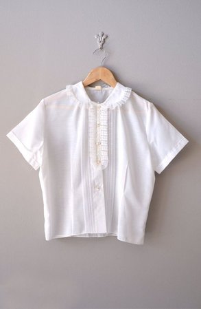 1950s blouse / white lace blouse / peter pan collar 50s blouse