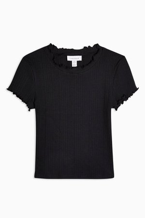 Black Ribbed Lettuce T-Shirt | Topshop