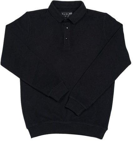 Reflect Studio - Embroidered Polo-Neck Sweatshirt With Quarter Zip Black