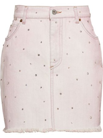 Miu Miu Bleached-Effect Denim Skirt GWD1901VZT Pink | Farfetch